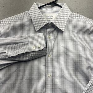 Charles Tyrwhitt Slim Fit Dress Shirt 17 34 Blue Grid Check Mens